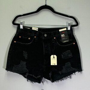 Levi's 501 Original Women's Size 29 Black Button Fly High Rise Cutoff Shorts NWT